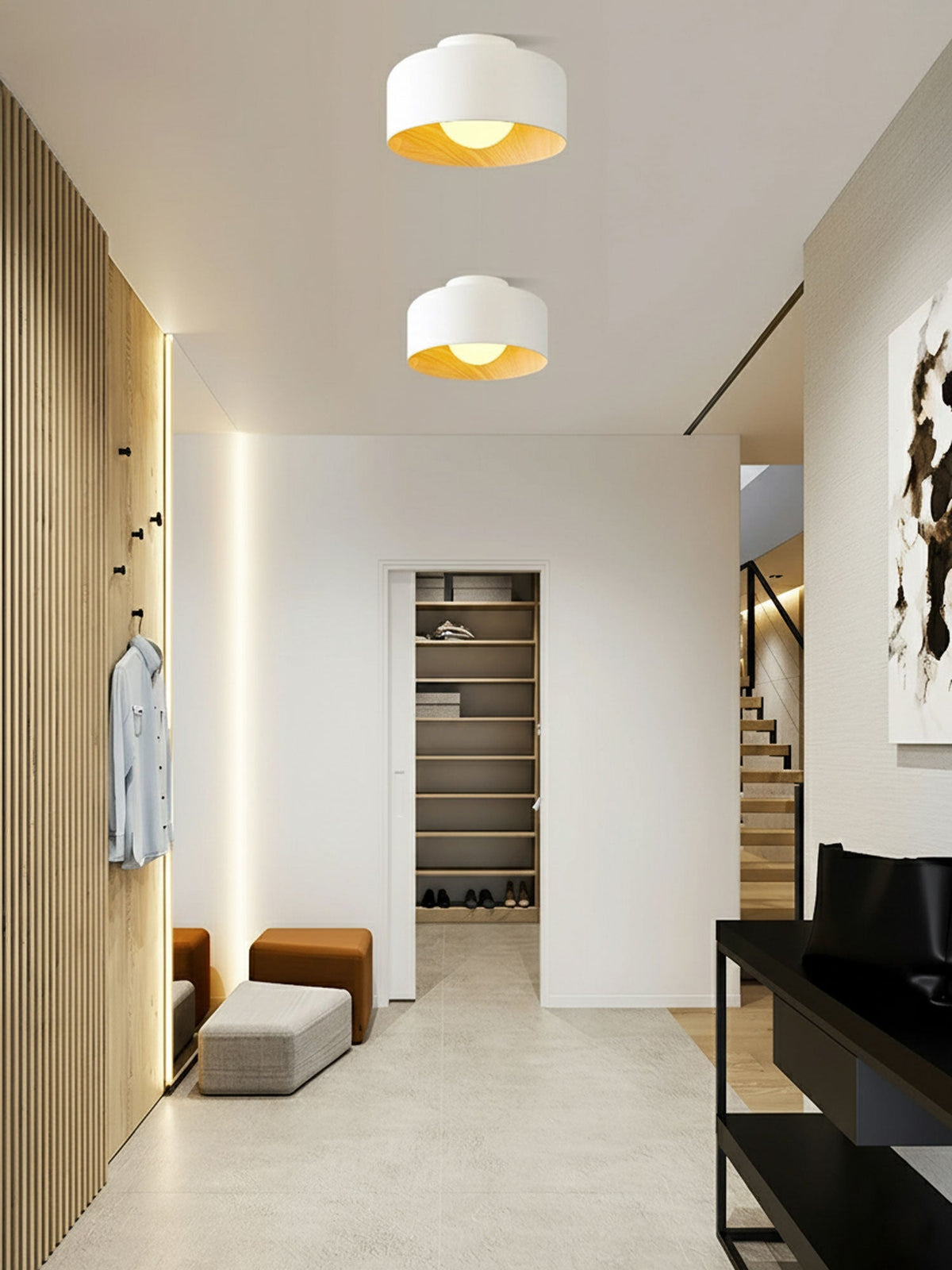 Clairbrook Wood Round Flush Mount Ceiling Light