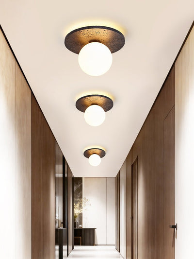 Otto Black Travertine Globe Ceiling Lamp