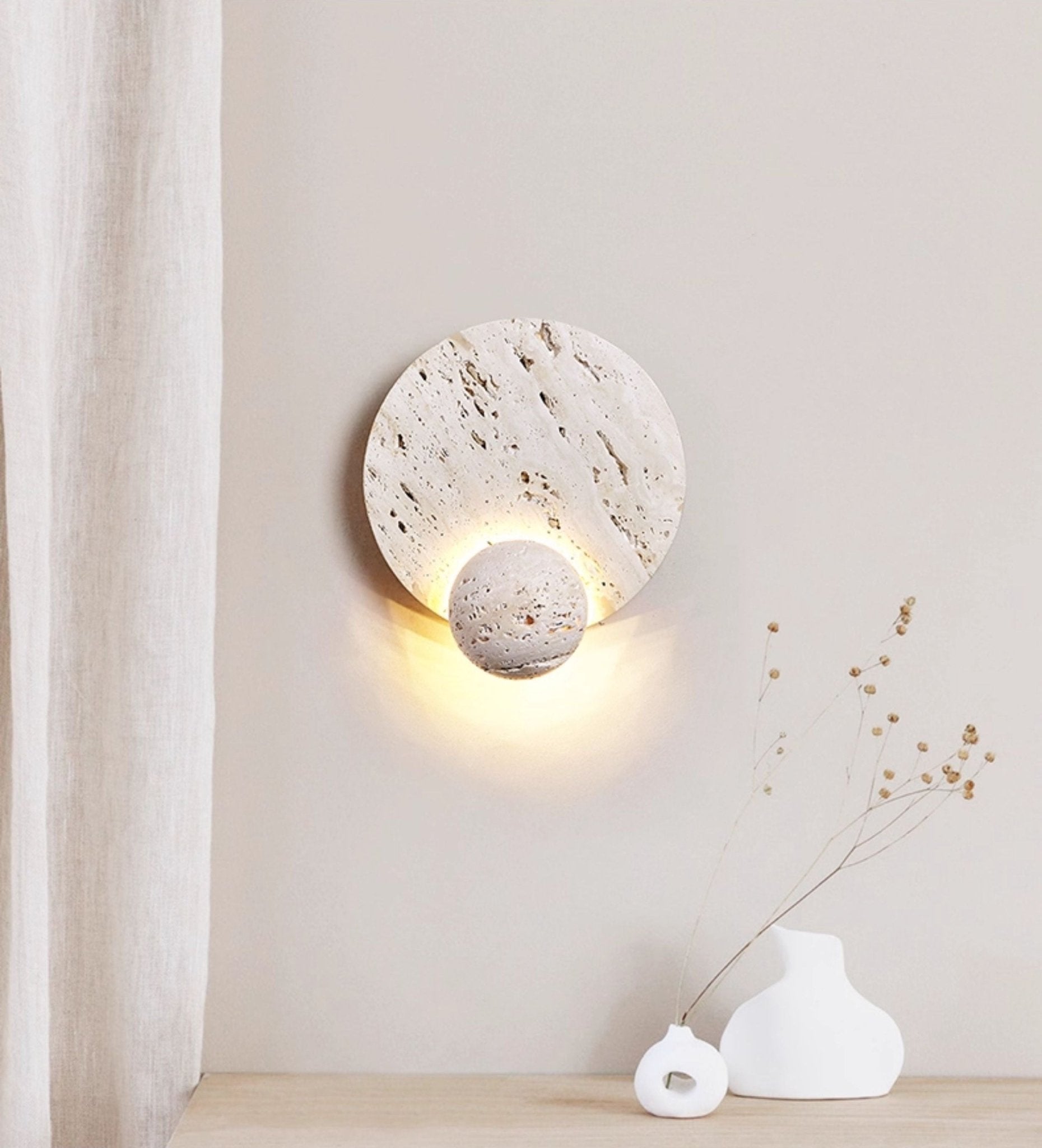 Norivaine Eclipse Travertine Wall Light