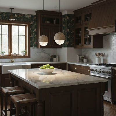 Valcien Lunar Dome Alabaster Pendant Light
