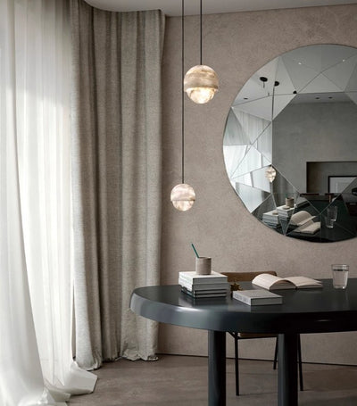 Valcien Lunar Dome Alabaster Pendant Light