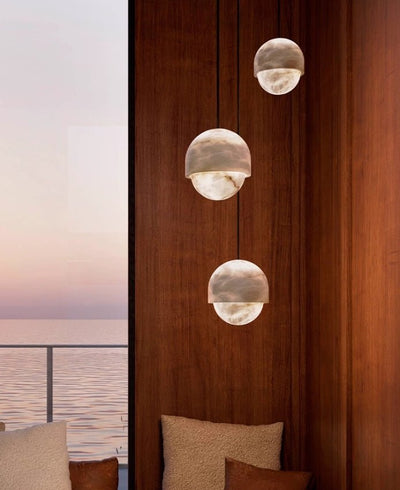 Valcien Lunar Dome Alabaster Pendant Light