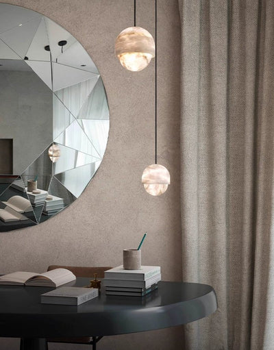 Valcien Lunar Dome Alabaster Pendant Light