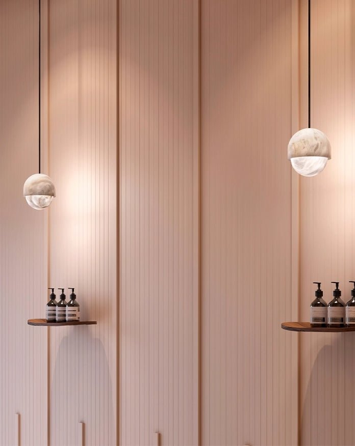 Valcien Lunar Dome Alabaster Pendant Light