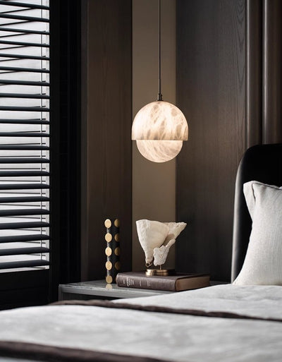 Valcien Lunar Dome Alabaster Pendant Light