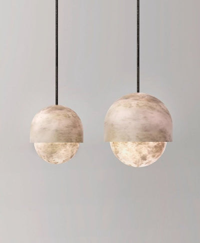 Valcien Lunar Dome Alabaster Pendant Light