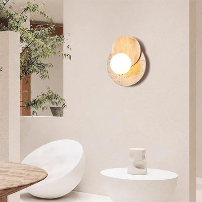 Zelirir Dual-Disc Travertine Wall Light