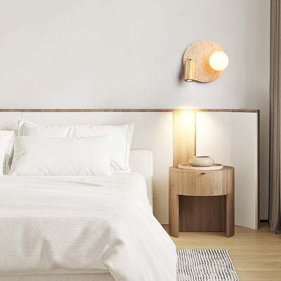 Armara Travertine Disc Wall Light - Neutral Decor