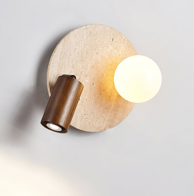 Armara Travertine Disc Wall Light - Neutral Decor