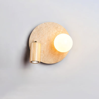 Armara Travertine Disc Wall Light - Neutral Decor