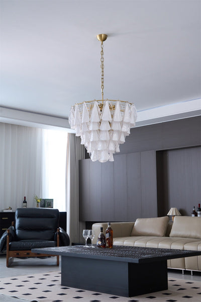 Eiririel Chandelier White Leaf Glass Layered Modern