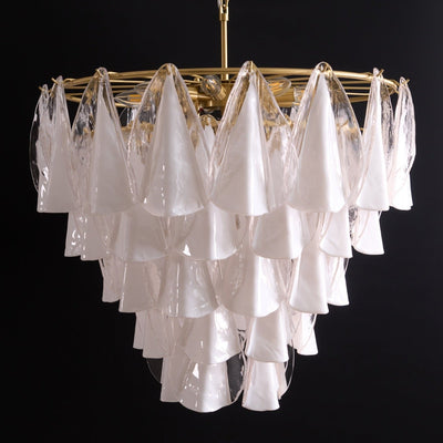 Eiririel Chandelier White Leaf Glass Layered Modern