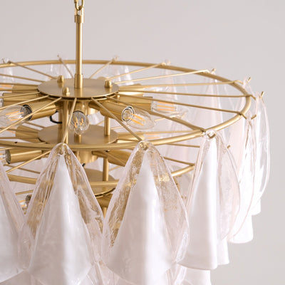 Eiririel Chandelier White Leaf Glass Layered Modern