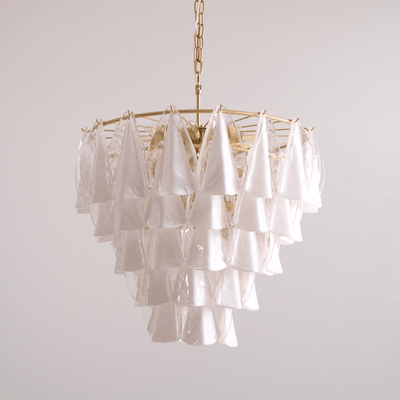Eiririel Chandelier White Leaf Glass Layered Modern
