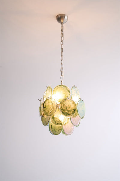 Teriinelle Chandelier Multicolor Murano Disc Layered Artistic