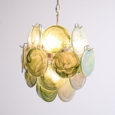 Teriinelle Chandelier Multicolor Murano Disc Layered Artistic