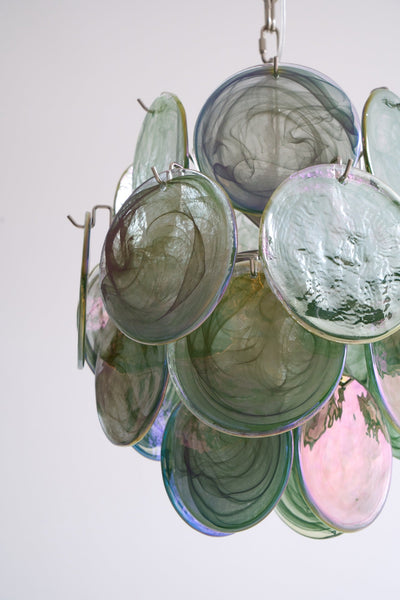Teriinelle Chandelier Multicolor Murano Disc Layered Artistic