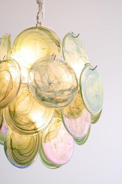 Teriinelle Chandelier Multicolor Murano Disc Layered Artistic