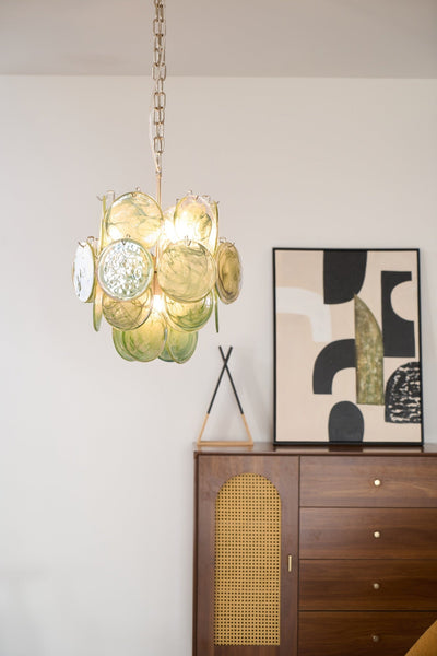 Teriinelle Chandelier Multicolor Murano Disc Layered Artistic