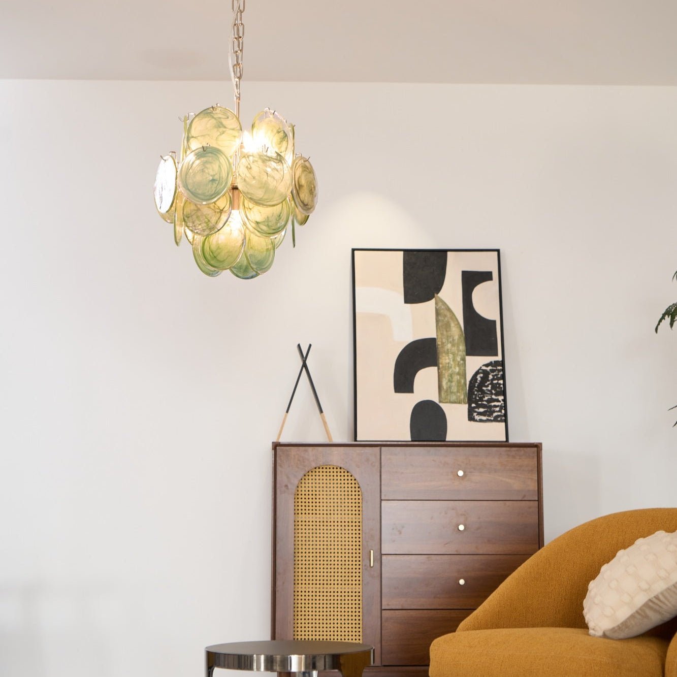 Teriinelle Chandelier Multicolor Murano Disc Layered Artistic