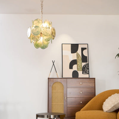 Teriinelle Chandelier Multicolor Murano Disc Layered Artistic
