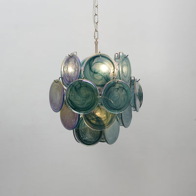 Teriinelle Chandelier Multicolor Murano Disc Layered Artistic