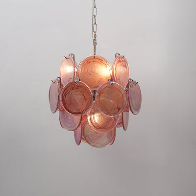 Teriinelle Chandelier Multicolor Murano Disc Layered Artistic