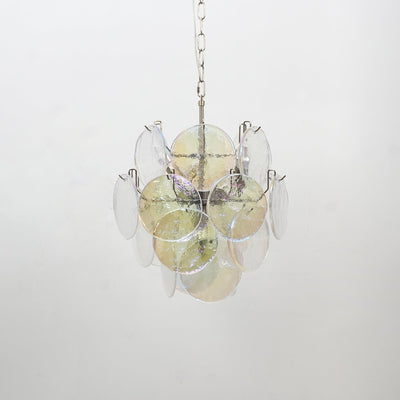 Teriinelle Chandelier Multicolor Murano Disc Layered Artistic
