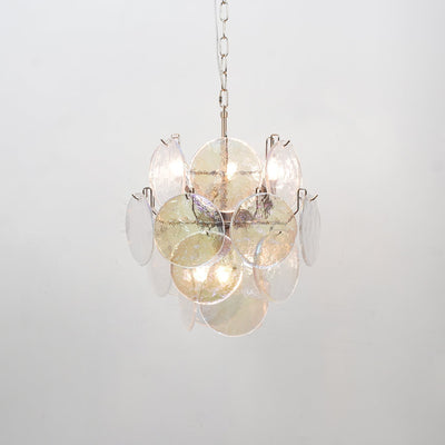 Teriinelle Chandelier Multicolor Murano Disc Layered Artistic