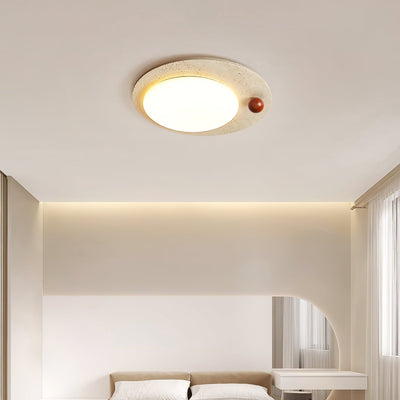Circular Travertine Ceiling Light - Neutral Decor