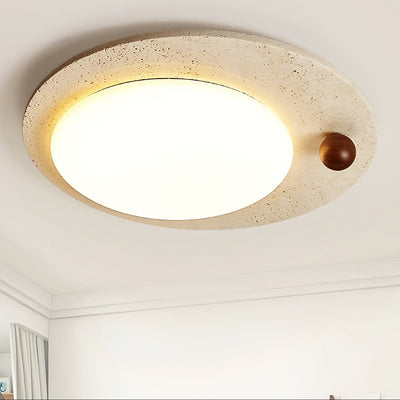 Circular Travertine Ceiling Light - Neutral Decor