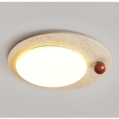 Circular Travertine Ceiling Light - Neutral Decor