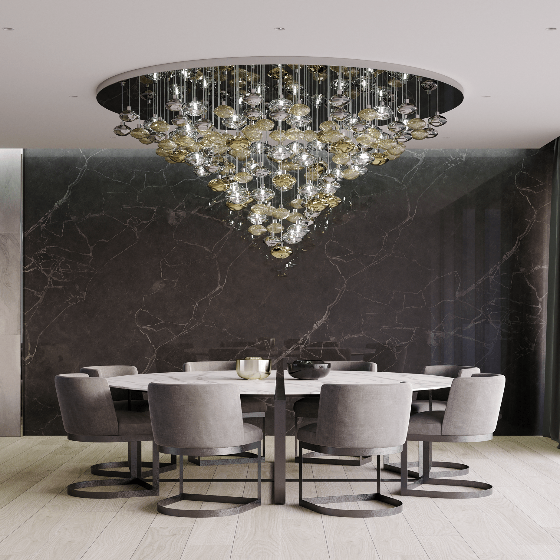 Elmarel Flowing Crystal Dining Chandelier