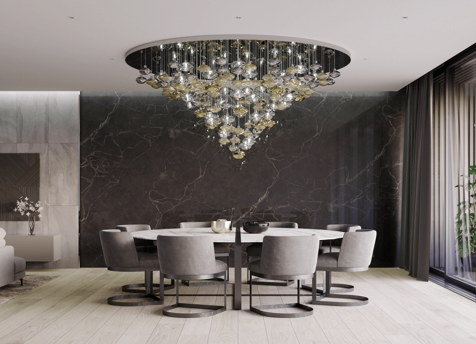 Elmarel Flowing Crystal Dining Chandelier