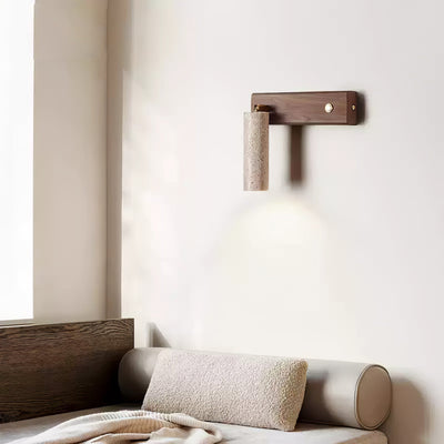 Valeaya Cylindrical Travertine Wall Light SpotLight