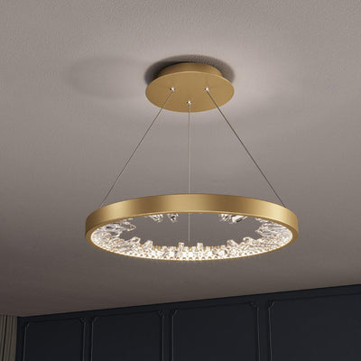 Lustra Chandelier Circle Crystal Gold Ring Elegant - Neutral Decor