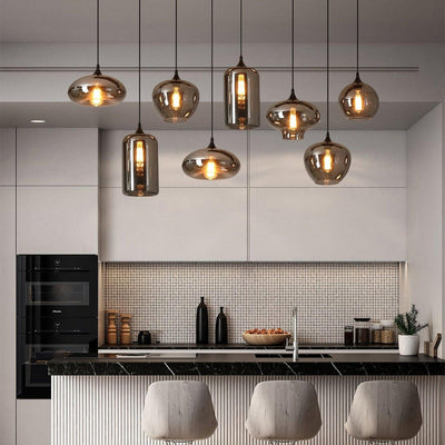 Tevely Glass Industrial Chic Pendant Light