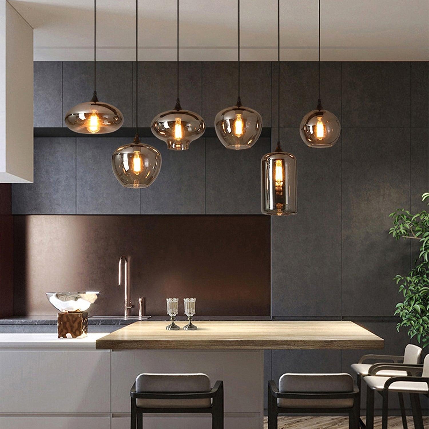 Tevely Glass Industrial Chic Pendant Light