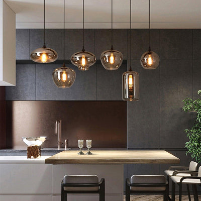 Tevely Glass Industrial Chic Pendant Light