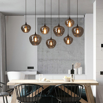 Tevely Glass Industrial Chic Pendant Light