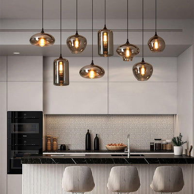 Tevely Glass Industrial Chic Pendant Light