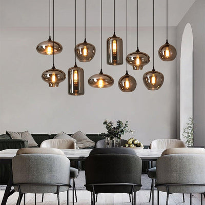 Tevely Glass Industrial Chic Pendant Light