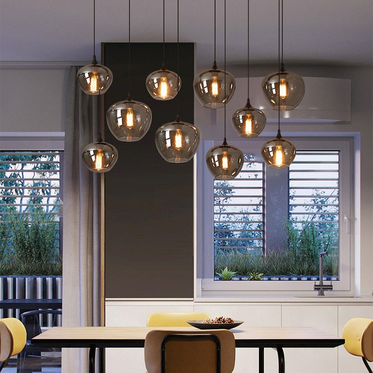 Tevely Glass Industrial Chic Pendant Light