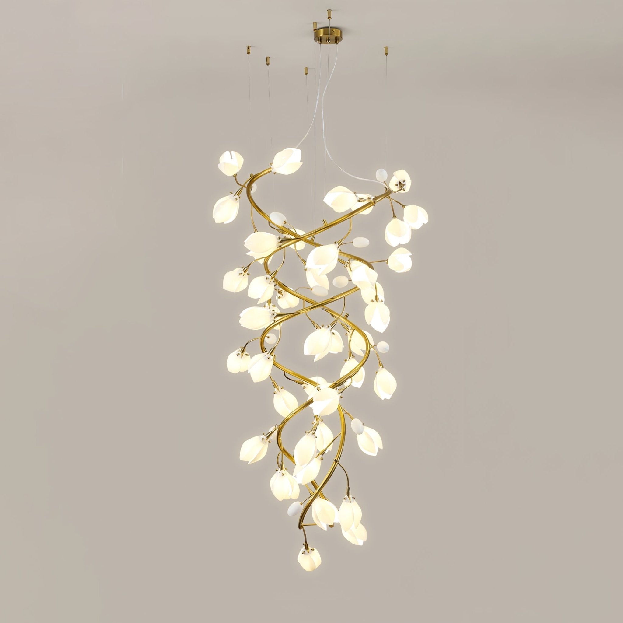 Evene Spiral Ceramic Brass Chandelier