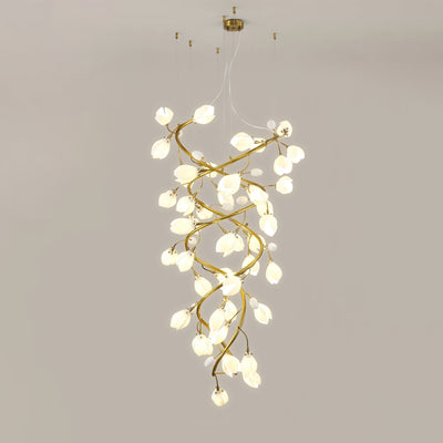 Evene Spiral Ceramic Brass Chandelier