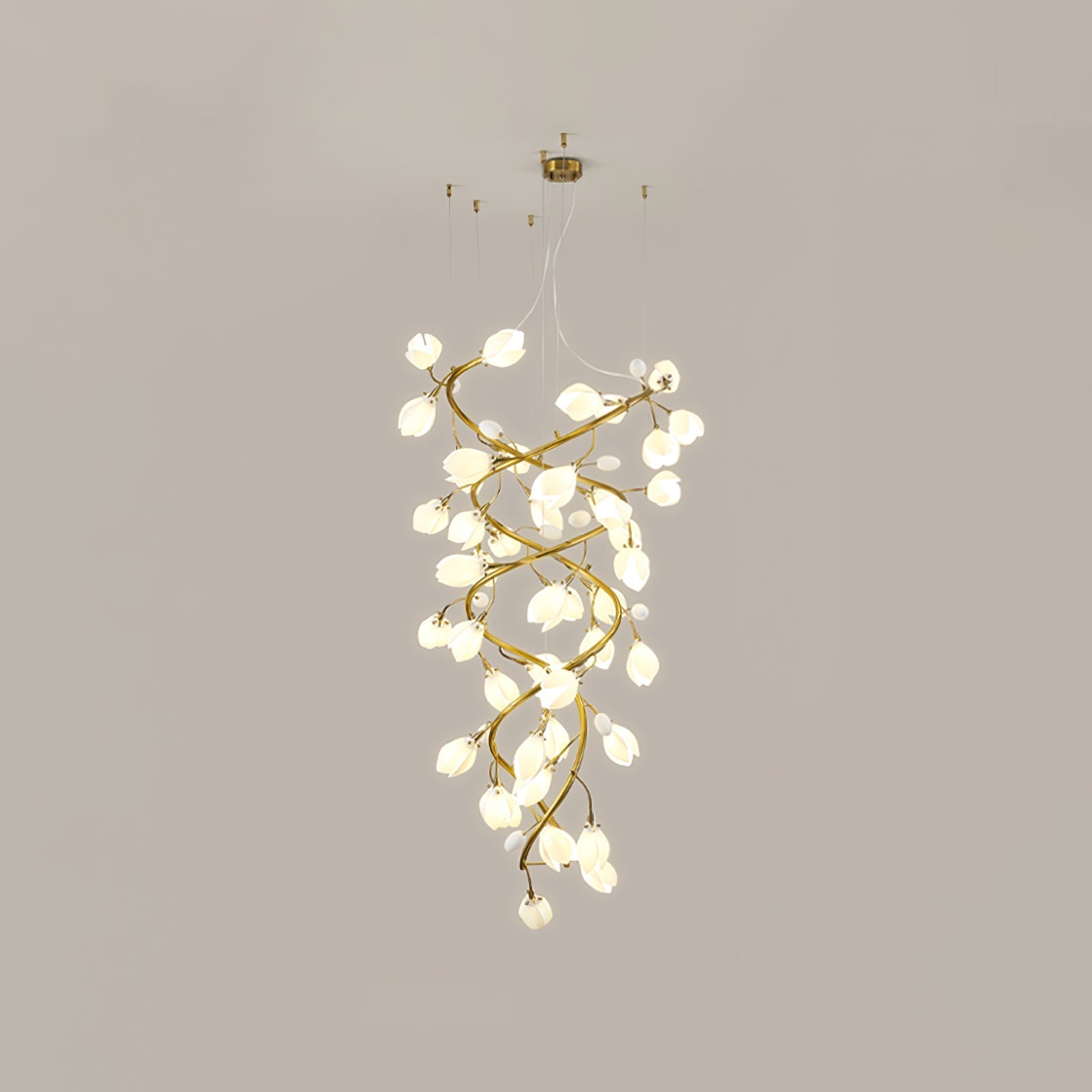 Evene Spiral Ceramic Brass Chandelier