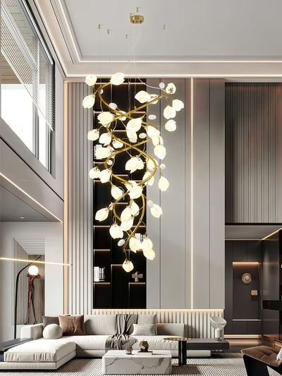 Evene Spiral Ceramic Brass Chandelier