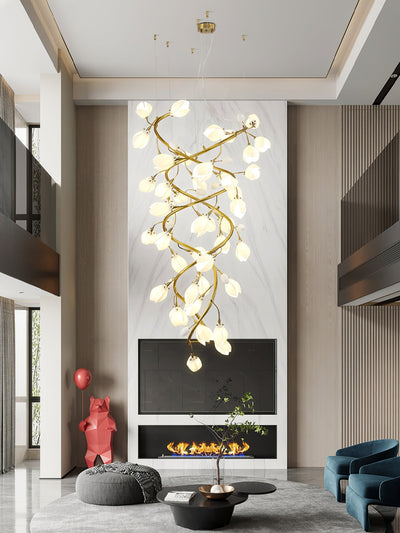 Evene Spiral Ceramic Brass Chandelier