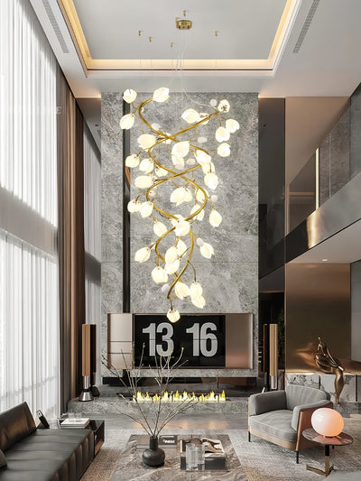 Evene Spiral Ceramic Brass Chandelier