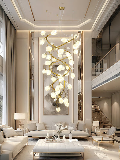 Evene Spiral Ceramic Brass Chandelier